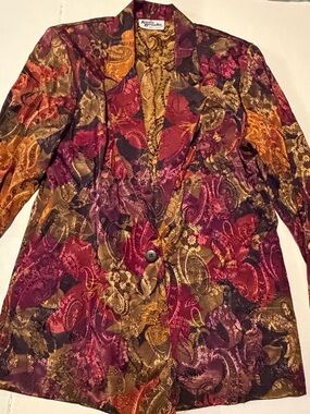 Vintage 90s Paisley Single-Button Blazer - Multicolor Size 10 Katie Brooke